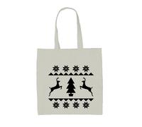 Natale Stitch Design - Borsa Tote IN Tela - Motivo Love Babbo Festive