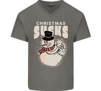 Natale Sucks Bah Humbug Pupazzo di Neve Natale Uomo Scollo A V T-Shirt