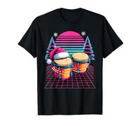 Natale Synthwave Suonatore di Bongo Bonghi Maglietta