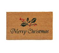 Natale Tappetino Fibra di Cocco 40 x 60cm Non Scivola PVC Supporto Babbo Corona