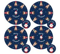 Natale Tovagliette e Sottobicchieri Set Di 8 Babbo E Renna Design Rotondo
