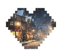 Natale Vacanze Stampa Art Mattone Puzzle A Forma di Cuore FAI DA TE Building Blocks Set 3D Puzzle Home Decor 53 Pezzi