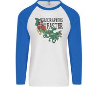 Natale Velociraptors Are Faster Dinosauro Uomo L/S Baseball T-Shirt