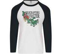 Natale Velociraptors Are Faster Dinosauro Uomo L/S Baseball T-Shirt