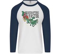 Natale Velociraptors Are Faster Dinosauro Uomo L/S Baseball T-Shirt