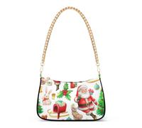 Natale Vintage Santa Claus Poses Tote Borse Donna Borsa A Tracolla Estetica Hobo Borse Chiusura Cerniera Catena Cinghia