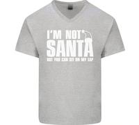 Natale You Can Sit On My Lap Divertente Uomo Scollo A V Cotone T-Shirt