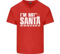 Natale You Can Sit On My Lap Divertente Uomo Scollo A V Cotone T-Shirt