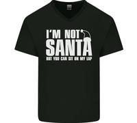 Natale You Can Sit On My Lap Divertente Uomo Scollo A V Cotone T-Shirt