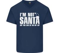 Natale You Can Sit On My Lap Divertente Uomo Scollo A V Cotone T-Shirt