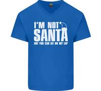 Natale You Can Sit On My Lap Divertente Uomo Scollo A V Cotone T-Shirt