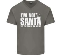 Natale You Can Sit On My Lap Divertente Uomo Scollo A V Cotone T-Shirt