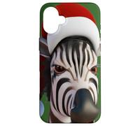 Natale Zebra Divertente Animale Indossare Cappello di Babbo Natale Custodia per iPhone 16 Plus