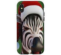 Natale Zebra Divertente Animale Indossare Cappello di Babbo Natale Custodia per iPhone X/XS