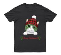 Natali Cat Menny T-shirt natalizia unisex regalo retrò divertente da donna