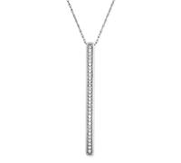 Natalia Drake Collana da donna in argento Sterling placcato al rodio, con barra verticale sottile da 1/7 ct, con diamanti