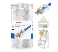 NataLink Connettori RJ45 Cat 6, confezione da 200 connettori pass-through Cat6, connettori per cavo Ethernet Cat 6, connettori modulari RJ45 per cavi UTP solidi o incagliati