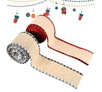 Natalizi | 2 Rotoli Di Ornamenti A Bordo A Quadri,6,30 Centimetri Nastro Buon Natale - Per L'Albero La Ghirlanda La Corona L'Artigianato Il Bouquet Il Compleanno La Decorazione