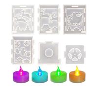 natalizi - stampo in silicone da 6 pezzi per mestieri per le vacanze, forme di pattern festosi con luci di candela, per artigianato riutilizzabili per cottura in gesso, multi colore, set