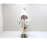 Natalizia Bambola elfo In piedi di tessuto colore Bianco