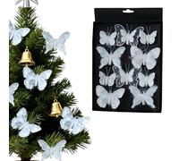 Natalizia Farfalle Decorative con Clip, 10 Pezzi Ornamenti Glitterati a Forma di Farfalla per Albero di Natale, Riutilizzabili Ornamento Farfalle Regalo Fai Da Te, per Matrimoni e Vacanze, Ghirlande