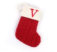 Natalizia Lavorata a Maglia Fiocco di Neve Rossa 18x14cm con per corda | Capacità elevata utilizzabile come sacchetto caramelle per decorazione per camino o per corona