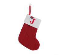 Natalizia Lavorata a Maglia Fiocco di Neve Rossa 18x14cm con per corda | Capacità elevata utilizzabile come sacchetto caramelle per decorazione per camino o per corona