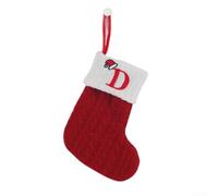 Natalizia Lavorata a Maglia Fiocco di Neve Rossa 18x14cm con per corda | Capacità elevata utilizzabile come sacchetto caramelle per decorazione per camino o per corona