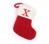 Natalizia Lavorata a Maglia Fiocco di Neve Rossa 18x14cm con per corda | Capacità elevata utilizzabile come sacchetto caramelle per decorazione per camino o per corona