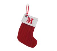 Natalizia Lavorata a Maglia Fiocco di Neve Rossa 18x14cm con per corda | Capacità elevata utilizzabile come sacchetto caramelle per decorazione per camino o per corona