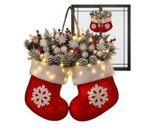 natalizia per interni - Guanto illuminato, decorazioni stagionali, globi cremisi, rametti di abete rosso, decorazione natalizia per interni, elemento decorativo per | Arredamento rust