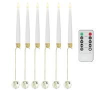 natalizie a LED, senza fiamma, a batteria, funzionamento con telecomando, set di 6 per albero con gancio a con perle per decorazioni natalizie, cucina, celebrazioni, matrimoni