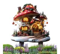 natalizio da giardino - Decorazione con funghi acrilici, arte del cortile della casa delle nevi | Ornamenti di paesaggio festivo con dettagli festivi per balconi, prati, ponti, piante in vaso