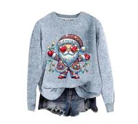 Natalizio Donna Pullover Cotone Maglioni Girocollo Natalizia Oversize Maglione Natale T Shirt Da Donna Con Stampa 3d Di Natale Taglie Forti Felpa Senza Cappuccio Da Natale Comode Tops Invernale Curvy