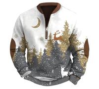 Natalizio Felpa Uomo Oversize, Maglione Girocollo per Uomo con Stampati novità Felpe a Maniche Lunghe Elegante Xmas Maglietta Camicia T Shirt Maglia Perfetto per Regali