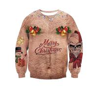 Natalizio Felpa Uomo Oversize, Maglione Senza Cappuccio Uomo con Stampati novità Felpe Manica Lunga Casual Merry Christmas Maglioni Hoodie Maglietta Camicia Perfetto per Regali