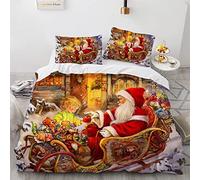 Natalizio Natale Natalizi 240X260Cm Copri Piumino Antirughe No Stiro Poliestere Di Alta Qualità Completo Copripiumino Matrimoniale Con 2 Federe 50X75Cm
