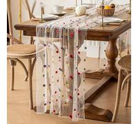 Natalizio Runner da Tavola, 75 X 300 cm Tovaglia Decorazione per Tavolo da Cucina, Runner Rustica con Floreale, per Feste, Compleanni, Matrimoni, Centrotavola Ringraziamento