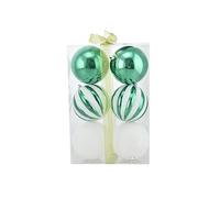 Nataluna L.Spicchi Bianco/Verde Sfere 10cm 6pz, Come da Foto