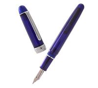 Natami Penna stilografica con pennino fine trasparente e convertitore di inchiostro trasparente, flusso fluido, finiture in oro rosa, custodia in pelle per calligrafia platino (blu zaffiro)