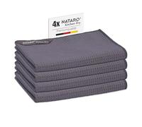 NATARO 4 Asciugatutto da cucina, strofinacci in microfibra premium, altamente assorbenti, durevoli, senza striature e senza pelucchi per la sua cucina, incluso strofinaccio, omaggio, antracite 70x45cm