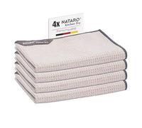 NATARO 4 Asciugatutto da cucina, strofinacci in microfibra premium, altamente assorbenti, durevoli, striature e senza pelucchi per la sua cucina, incluso strofinaccio, omaggio, grigio chiaro 70x45cm