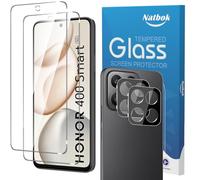 Natbok 2+2 Pezzi Vetro Temperato per Honor 400 Smart Pellicola Prottetiva con Pellicola Fotocamera,Anti Graffio,Durezza 9H,Senza Bolle, Anti-Impronte Film per Honor 400 Smart