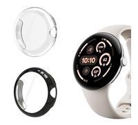 Natbok 2 Pezzi Custodia Cover per Google Pixel Watch 4 45mm (2025) Pellicola Protettiva Vetro Temperato,PC Shell AntiGraffio Protettiva Custodia,Antiurto, Sottile, Pixel Watch 4 45mm Cover