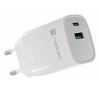 Fonte di Alimentazione NATEC 12V Bianco con USB Tipo C e Protezioni Avanzate