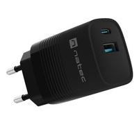 natec RIBERA GAN CHARGER 1X USB-A+ 1X USB-C 30W BLACK Caricabatteria NUC-2141