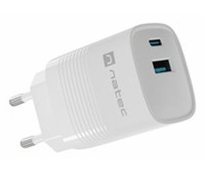 natec RIBERA GAN CHARGER 1X USB-A+ 1X USB-C 30W WHITE Caricabatteria NUC-2140