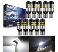 NATGIC 10 Pezzi W5W T10 Lampadine a LED, 168 Lampadine a LED Senza Errori CanBus 3014 30SMD per Interni Auto Luci a Cupola Luci di Lettura Luci Targa Luci di Posizione, DC 12-24V 6000K Xenon Bianco