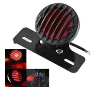 NATGIC Fanale Posteriore Universale per Moto, Fanale Posteriore per Moto Rotondo 12V con Porta Targa Fanale Posteriore per Moto e Bici in Stile Retrò Modificate (Guscio Nero e Lente Rossa)