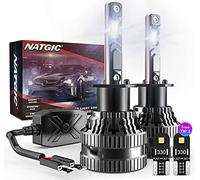 NATGIC H1 Lampadine per Fari a LED con 2PCS Lampadine LED T10, 300% di Luminosità Kit di Conversione H1 LED CanBus con Driver Intelligente EMC Aggiornato, 12000LM Bianco 6500K(Totale 4 Lampadine LED)